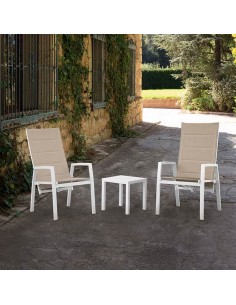 Sillón reclinable de jardín Elba, aluminio blanco