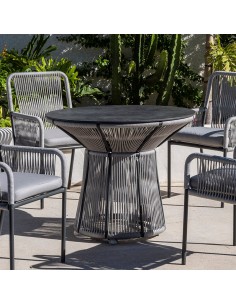 Mesa redonda de terraza y jardín Rodas, encimera antracita 2