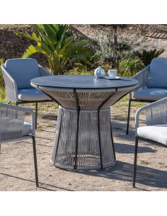 Mesa redonda de terraza y jardín Rodas, encimera antracita