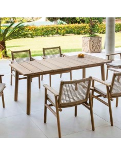 Mesa de acacia de terraza y jardín Gozo