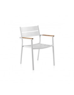 Silla de aluminio y teca para jardín Jerba