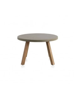 Mesa redonda de madera y cemento Calpe 2
