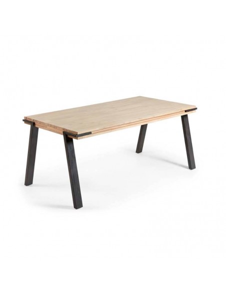 Mesa rectangular de acero y madera Thim