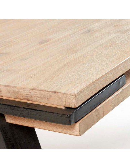 Mesa rectangular de acero y madera Thim