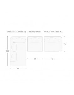 Sofá con terminal y asientos deslizantes Lino 2