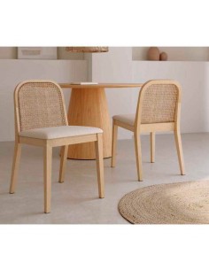 Silla de madera y rejilla Tulia