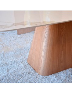 Mesa de comedor de cerámica y fresno Charola 2