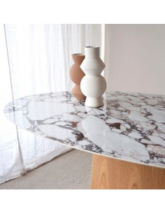 Mesa ovalada de fresno y cerámica Rastrel 2