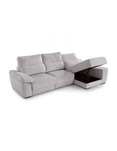 Sofá chaiselongue con carro deslizante y arcones Korda