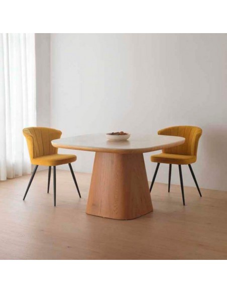 Mesa de comedor de roble y cerámica Michelle