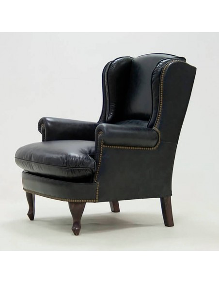 Sillón orejero en piel Chelsea