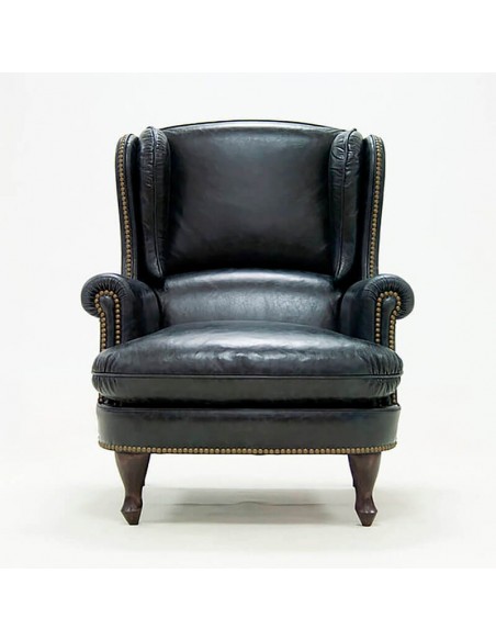 Sillón orejero en piel Chelsea