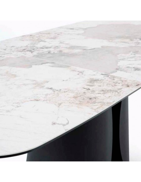 Mesa extensible metal y cerámico Acubens negro