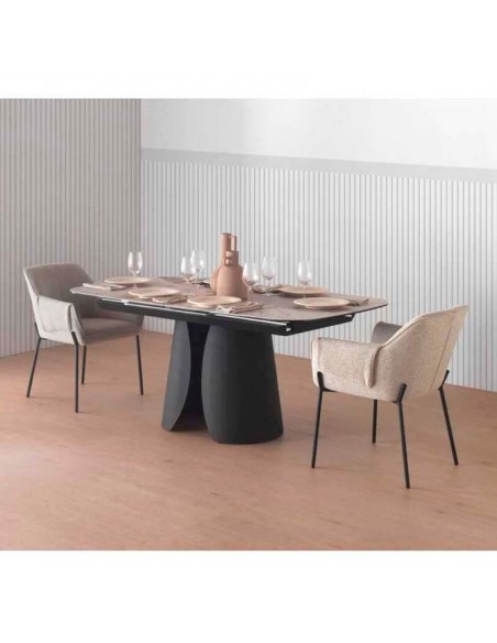 Mesa extensible metal y cerámico Acubens negro