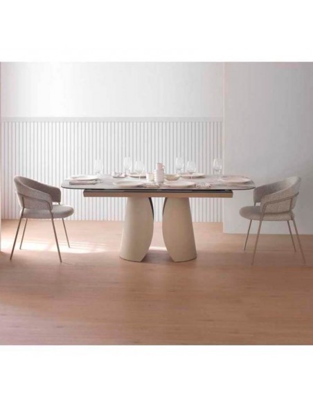 Mesa extensible metal y cerámico Acubens taupé