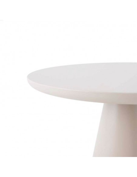 Mesa redonda de comedor lacada Libra blanco crudo