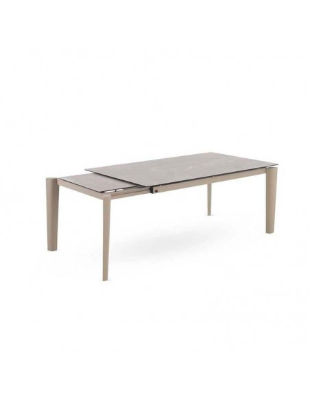 Mesa extensible de metal y cerámica Arlo taupé