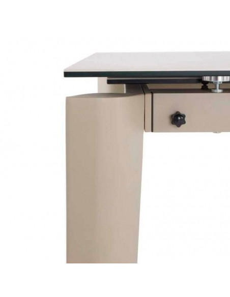 Mesa extensible de metal y cerámica Arlo taupé