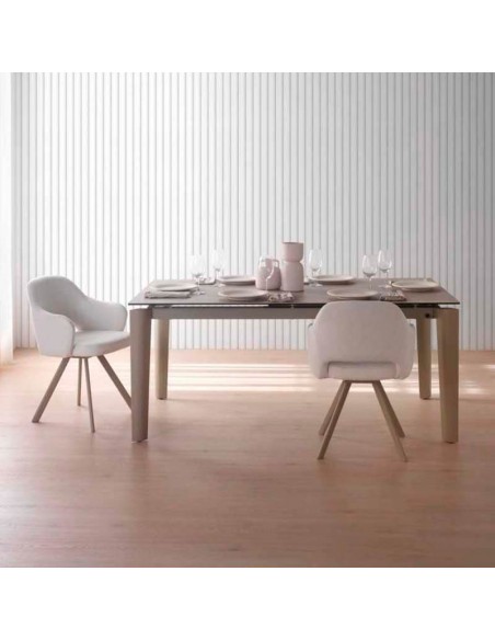 Mesa extensible de metal y cerámica Arlo taupé