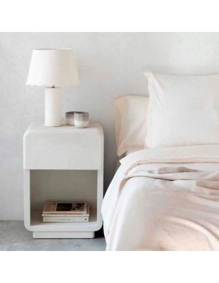 Mesita 1 cajón cemento blanco Torín