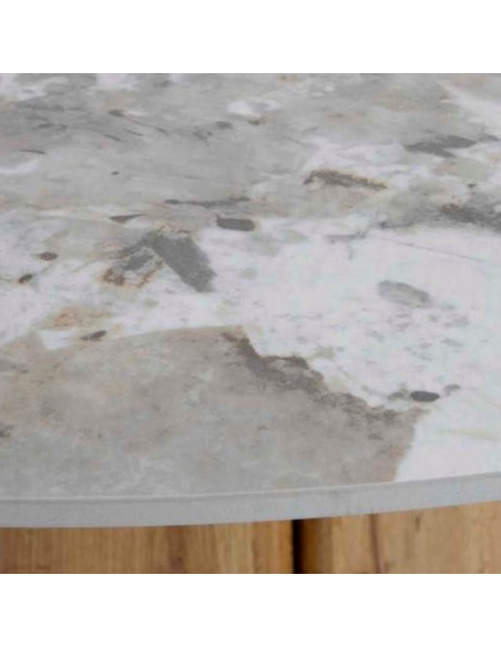 Mesa redonda de roble y cerámico Catalina