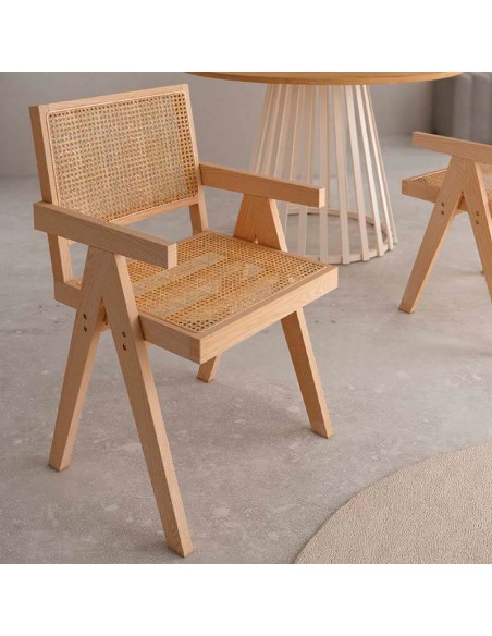 Silla de madera y rejilla Carlota