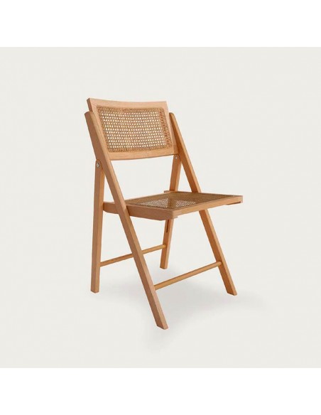Silla plegable de madera y ratán Clío