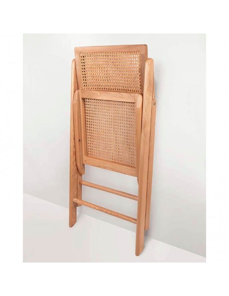 Silla plegable de madera y ratán Clío