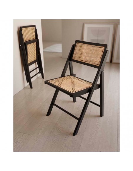 Silla plegable de madera y ratán Clío