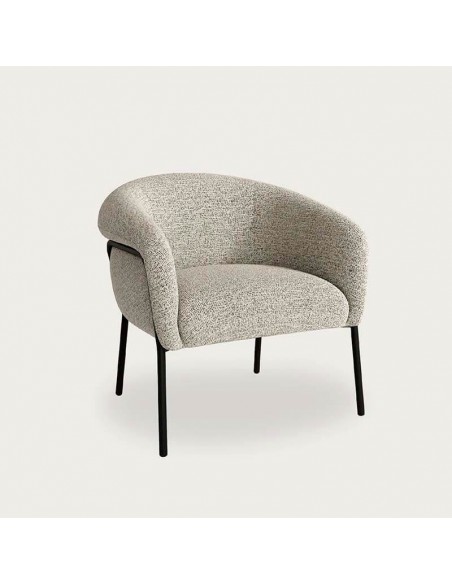 Butaca de diseño curvo Nora, tapizado jaspe