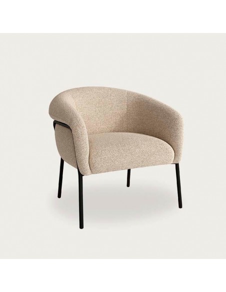 Butaca de diseño curvo Nora, tapizado nácar