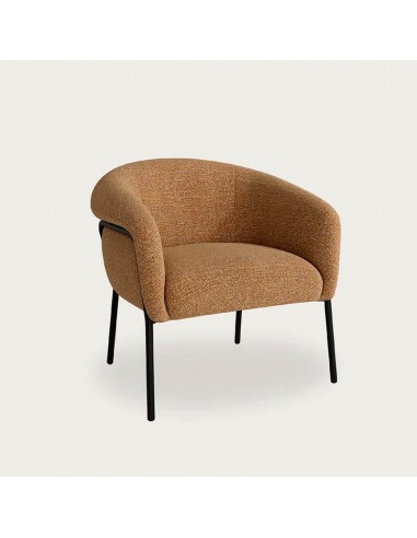 Butaca de diseño curvo Nora, tapizado ocre