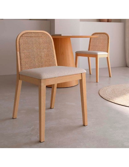 Silla de madera y rejilla Tulia