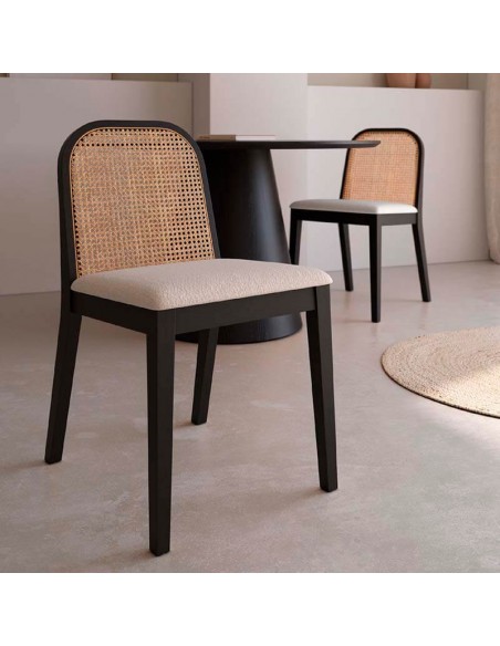 Silla de madera y rejilla Tulia