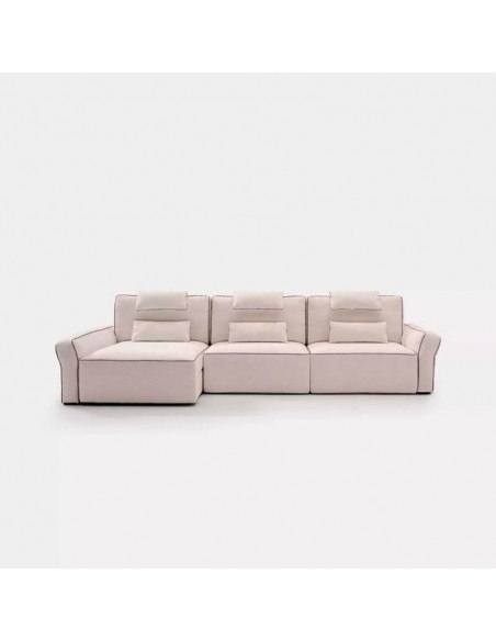 Sofá chaiselongue con carro deslizante y arcones Dinra