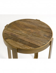 Mesa auxiliar dorada y olmo 2