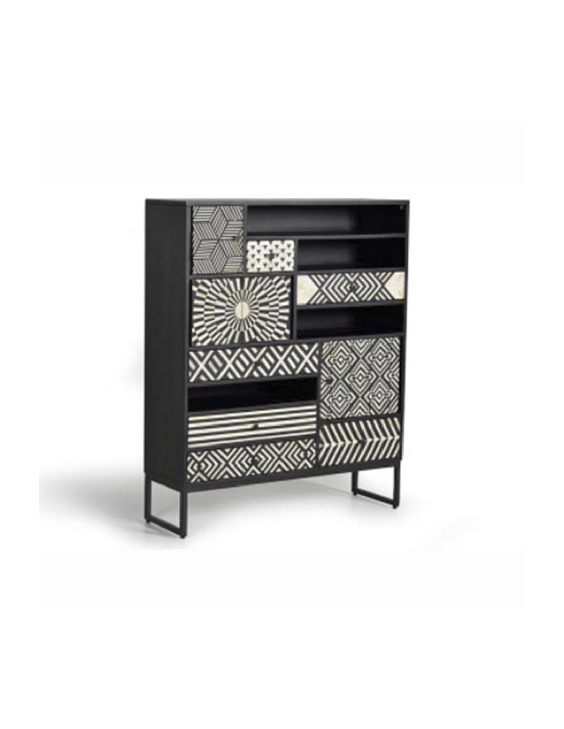 Cómoda, original diseño madera de mango negro con hueso de camello