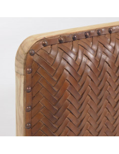 Cabecero de madera y piel Nata 2